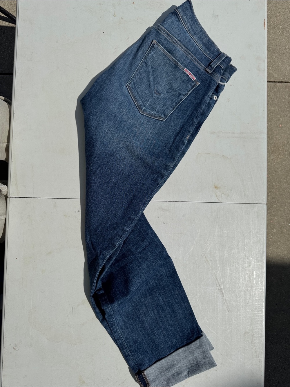 Hudson Jeans dark blue denim pocket jeans with red logo tab